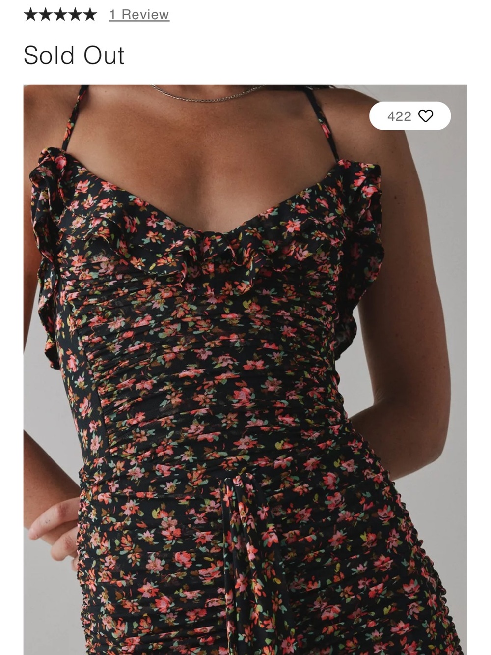 AFRM Black Mini Dress with Pink Floral Print - Picture 3 of 6